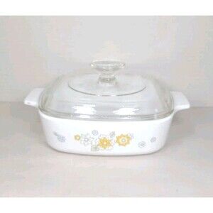 Vintage Corningware Casserole A-1-B Floral Bouquet 1qt W/lid Glass